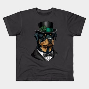 Rottweiler Funny Top Hat Kids T-Shirt